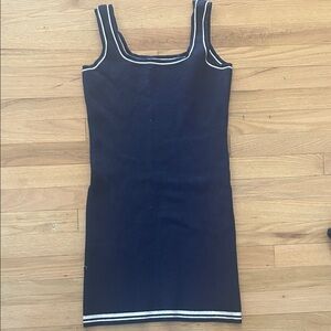Sweater dress navy Dress with White Trim